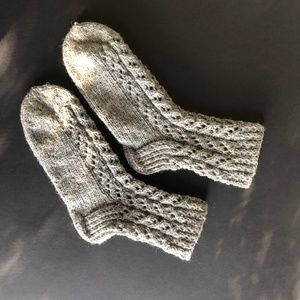 NEW Handmade Knit Lace Wool Socks